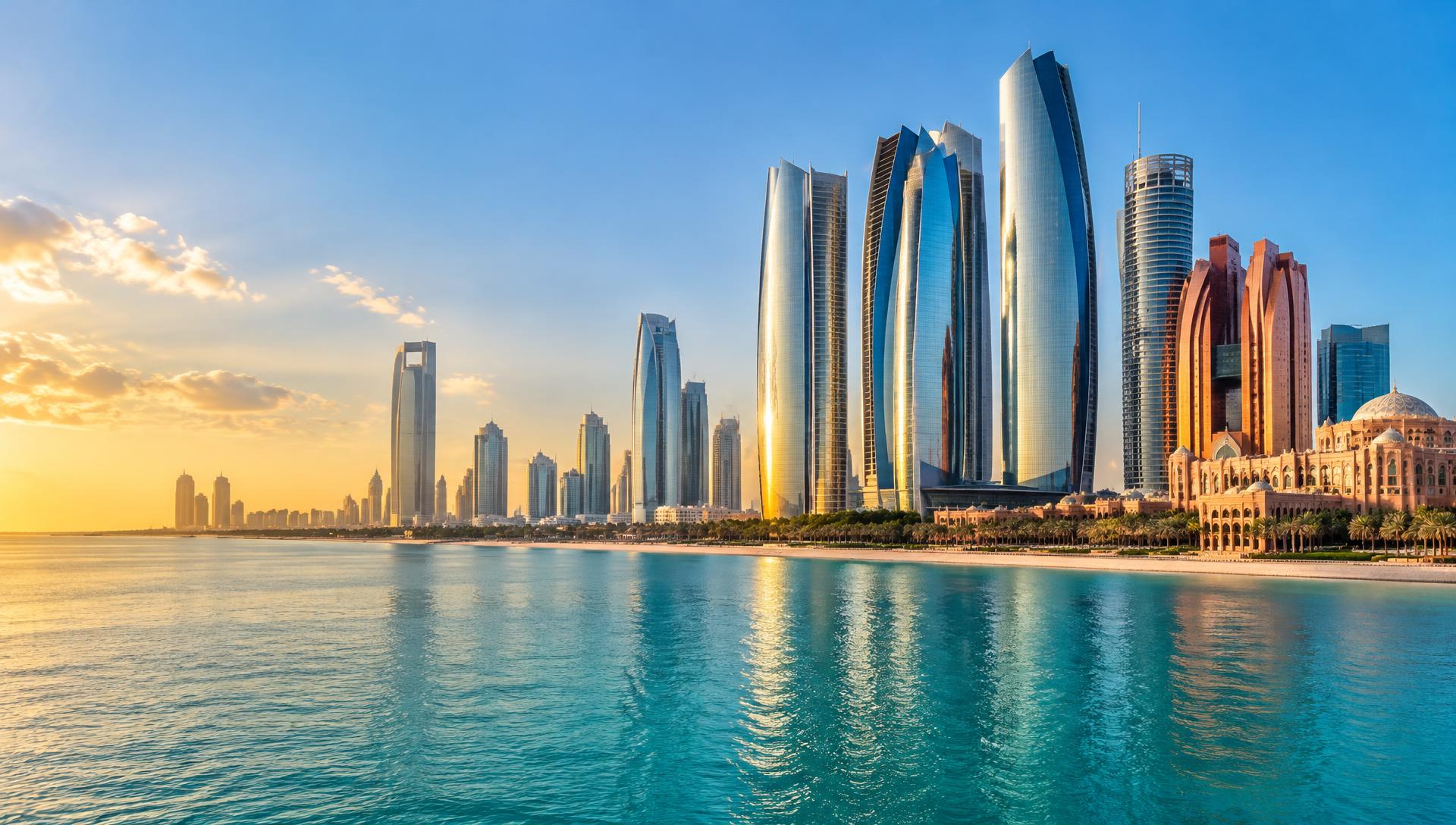 Abu Dhabi skyline and Corniche waterfront